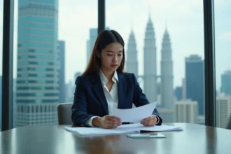 Jeune femme d'affaires malaisienne dans un bureau moderne