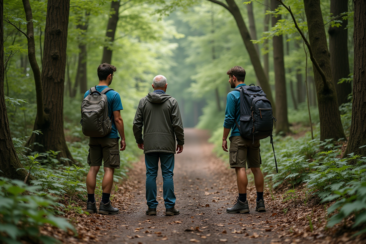 Groupe de randonneurs au bord d