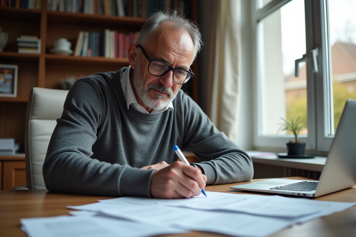 Homme remplissant un formulaire de passeport à la maison