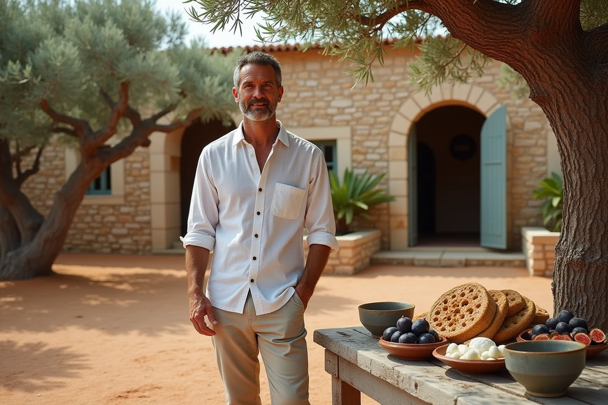 Masseria traditionnelle en pierre entourée d'oliviers centenaires dans la campagne de Puglia près de Monopoli
