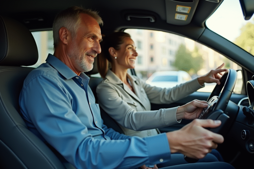 Conducteur de taxi avec terminal de paiement moderne